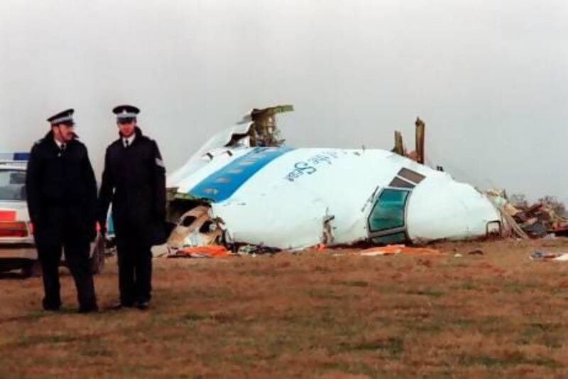 Remnants of Pan Am flight 103 on the ground in Lockerbie, Scotland in 1988. AFP