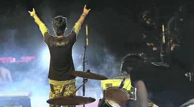 A still from the documentary showing RocKabul on stage. 