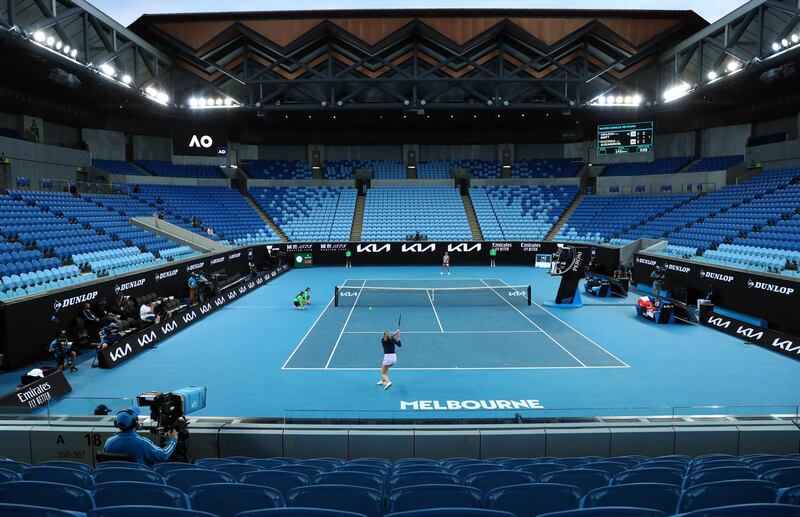 An empty Margaret Court Arena during Ashleigh Barty's 6-2, 6-4 win over Ekaterina Alexandrova. Reuters