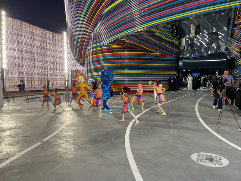 Dancers perform at the opening ceremony of the Russian pavilion. The National