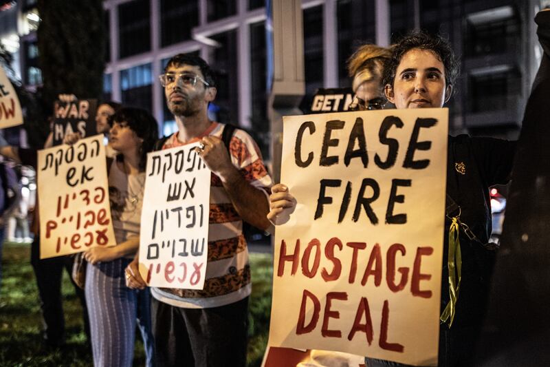 Protesters in Tel Aviv demand a ceasefire in Gaza and the dismissal of Israeli Prime Minister Benjamin Netanyahu. Anadolu