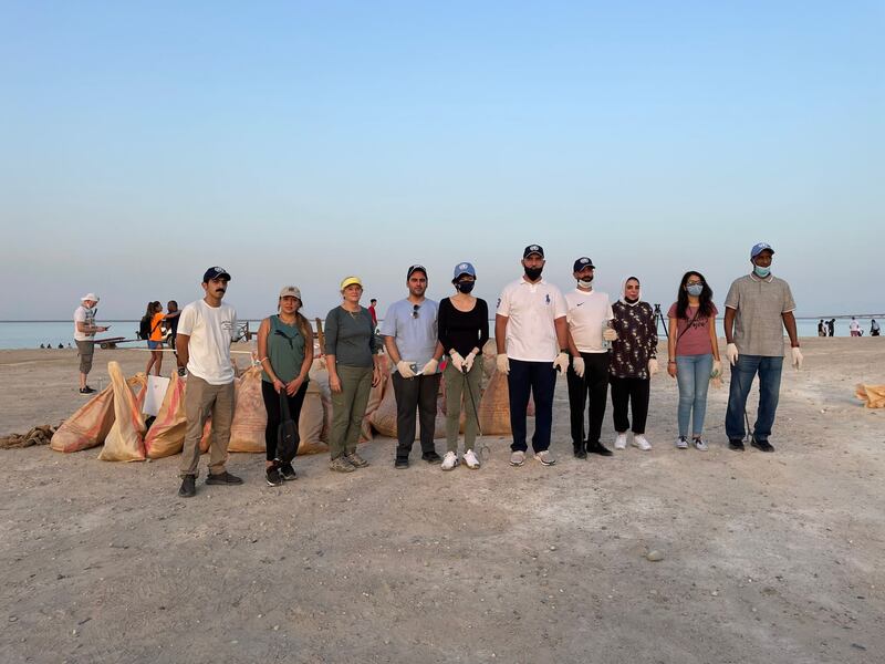 US ambassador to Kuwait, Alina L Romanowski, with volunteers at Asheraj beach to mark World Cleanup Day. Photo: US ambassador to Kuwait