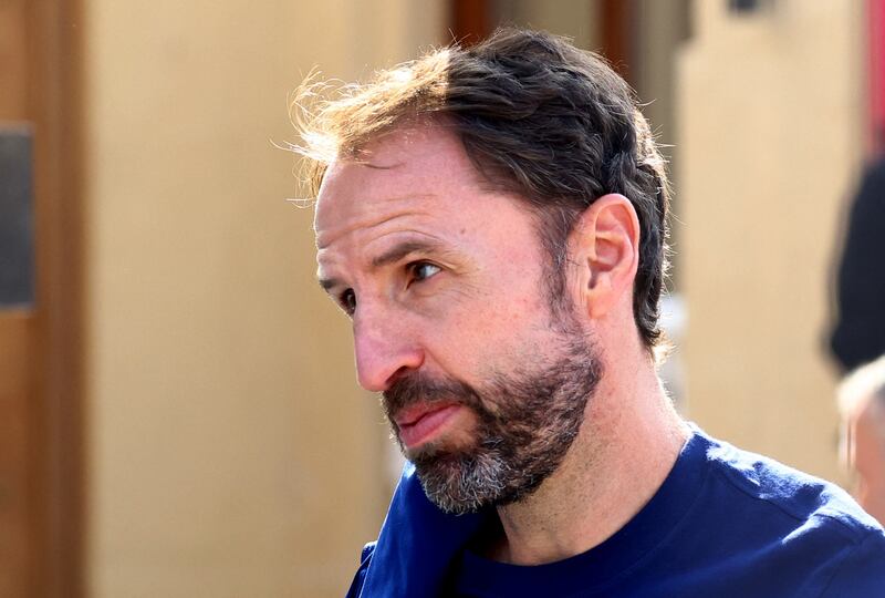 England manager Gareth Southgate leaves the hotel. Reuters