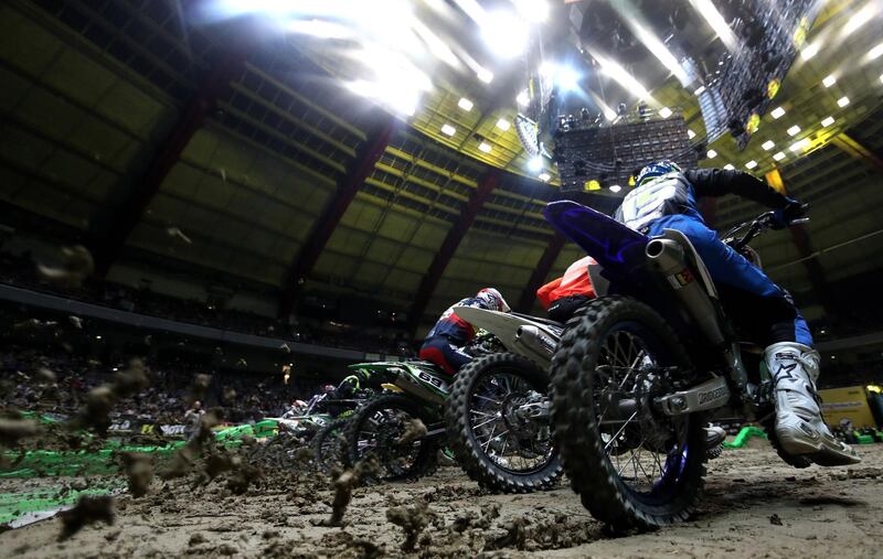 A general view of a start during the ADAC Supercross at the Westfalenhalle in Dortmund, Germany.  EPA