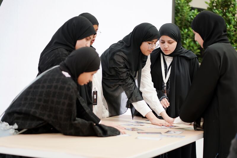 Emirati youth participate in a workshop during Climate Week. Abdulla Al Ghurair Foundation