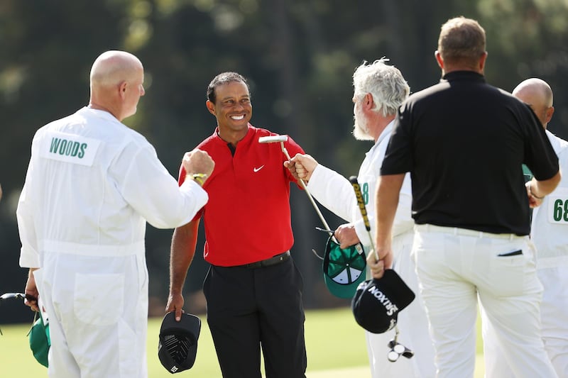Tiger Woods afterthe final round of the Masters at Augusta National Golf Club. AFP
