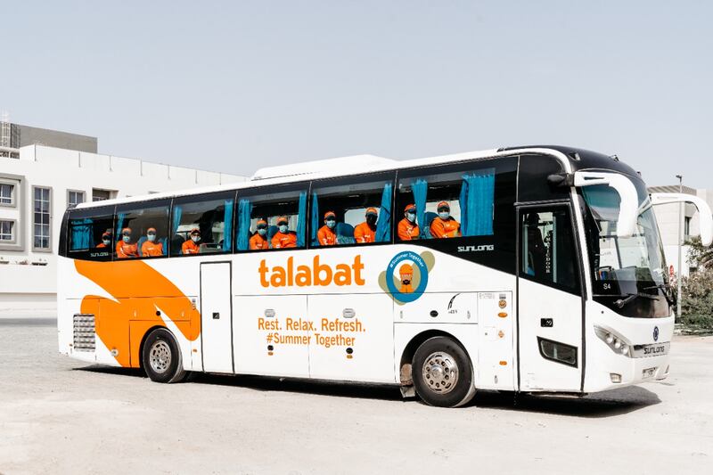 Talabat also introduced cooling vests, towels and 21 air-conditioned buses at rest stops across the country to offer shelter from the sun.