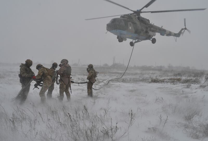 Ukrainian Armed Forces take part in drills in the southern Kherson region, amid ongoing tensions as Russian forces mass on Ukraine's borders. Reuters