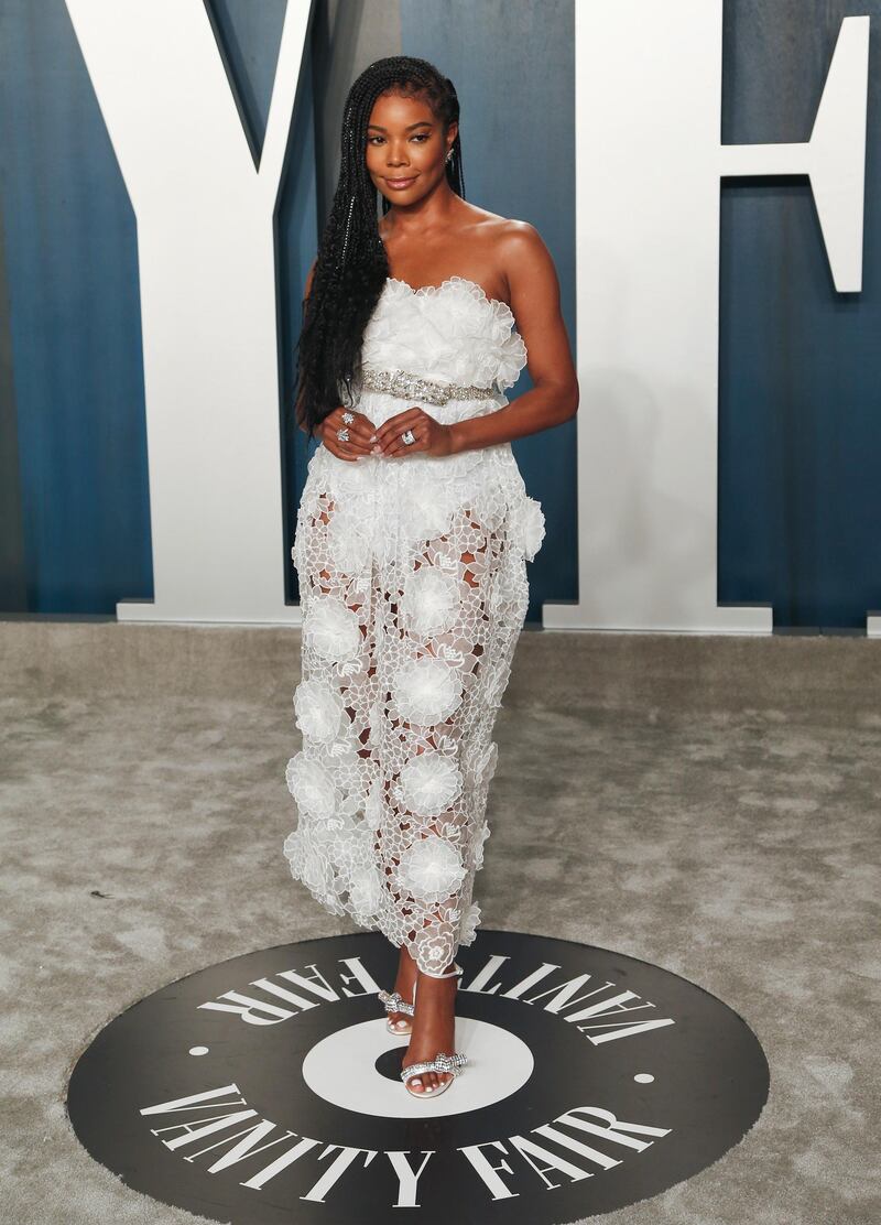 Gabrielle Union in Giambattista Valli at the 2020 Vanity Fair Oscar Party following the 92nd annual Academy Awards ceremony. EPA