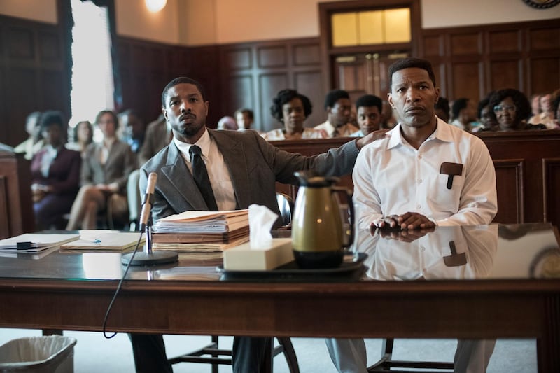 Michael B Jordan and Jamie Foxx star in 'Just Mercy’. Courtesy Warner Bros Entertainment