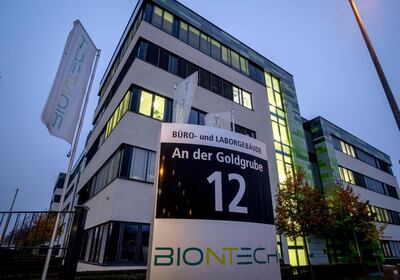 File -- In this Tuesday, Nov.10, 2020 file photo windows are illuminated at the headquarters of the German biotechnology company BioNTech in Mainz, Germany. Pfizer and BioNTech say they've won permission Wednesday, Dec. 2, 2020, for emergency use of their COVID-19 vaccine in Britain, the world's first coronavirus shot that's backed by rigorous science -- and a major step toward eventually ending the pandemic.(AP Photo/Michael Probst, file)