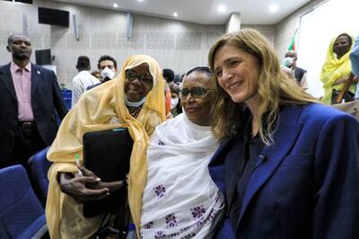 Samantha Power, who heads USAid attends an event at the University of Khartoum in Sudan's capital last week. Getty Images