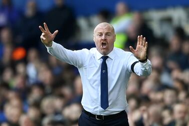 LIVERPOOL, ENGLAND - APRIL 15: Sean Dyche, Manager of Everton, reacts during the Premier League match between Everton FC and Fulham FC at Goodison Park on April 15, 2023 in Liverpool, England. (Photo by Gareth Copley / Getty Images)