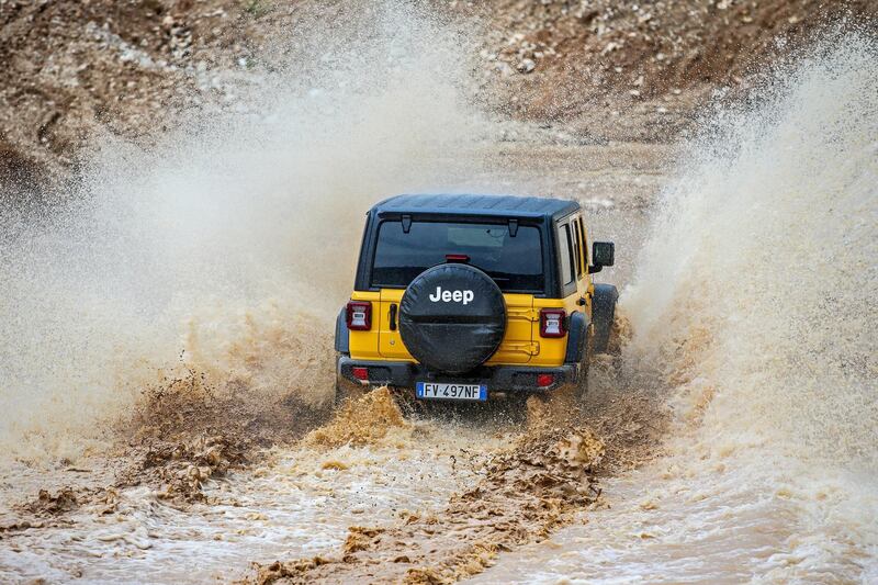 A Wrangler tackles a flooded section. Marco De Ponti