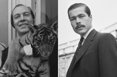 Lord Lucan, right, was entertained at the Lyall Street mansion by John Aspinall, left, its then-owner, during the 1960s. Getty Images