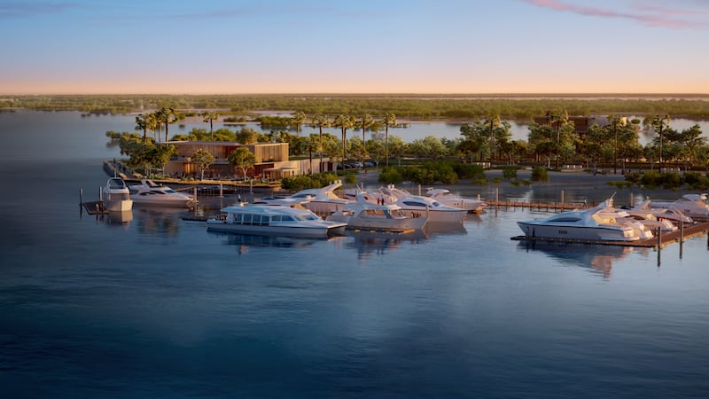 A rendering of the Jubail Island development, which is to feature a 30-yacht marina. Photo: JIIC