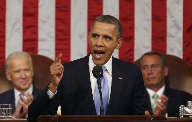 US President Barack Obama delivers his State of the Union address last night.  Larry Downing / Reuters