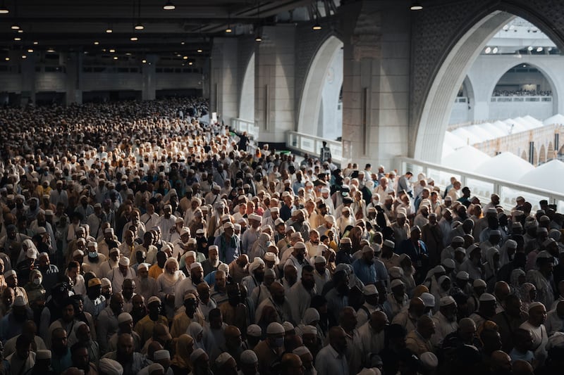 Pilgrims walking through the Grand Mosque. Photo: Hajj Ministry