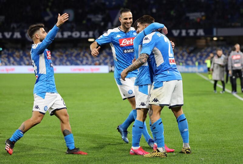15. Napoli - 3237 points. Players celebrate. Getty