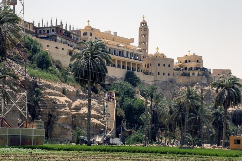 Egyptian Christians walk down the stairs during a ritual mirroring the Holy Family's 'flight to Egypt' at the Monastery of the Virgin Mary on Jabal al-Tair, Egypt. Reuters