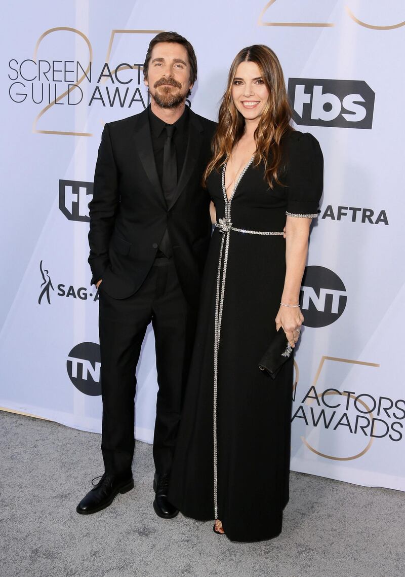 Christian Bale and wife Sibi Blazic arrive for the 25th Annual Screen Actors Guild Awards in Los Angeles on January 27, 2019. AFP