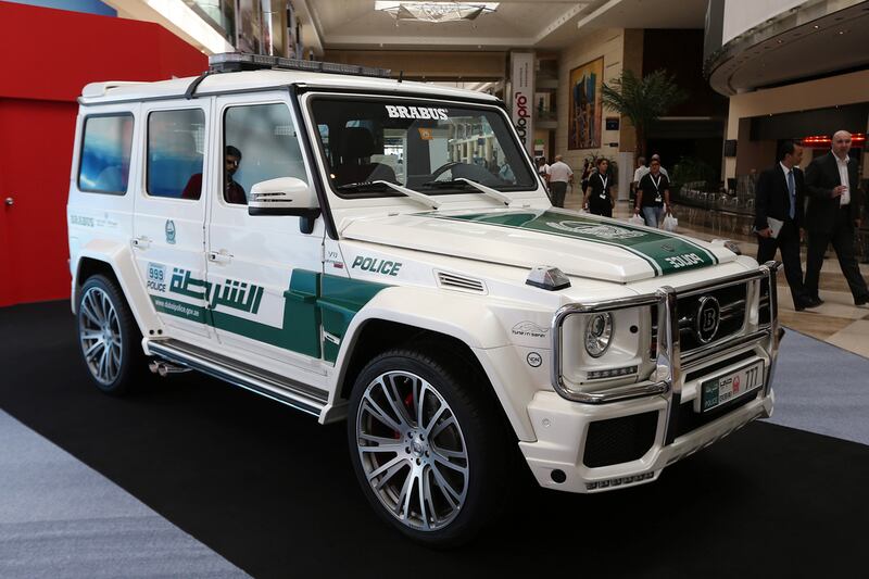 Dubai Police unveiled new supercars at the Dubai International Motor Show including the Mercedes G class Brabus. Pawan Singh / The National 
