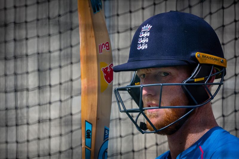 Ben Stokes bats in the nets during a training session at the Gabba. AFP