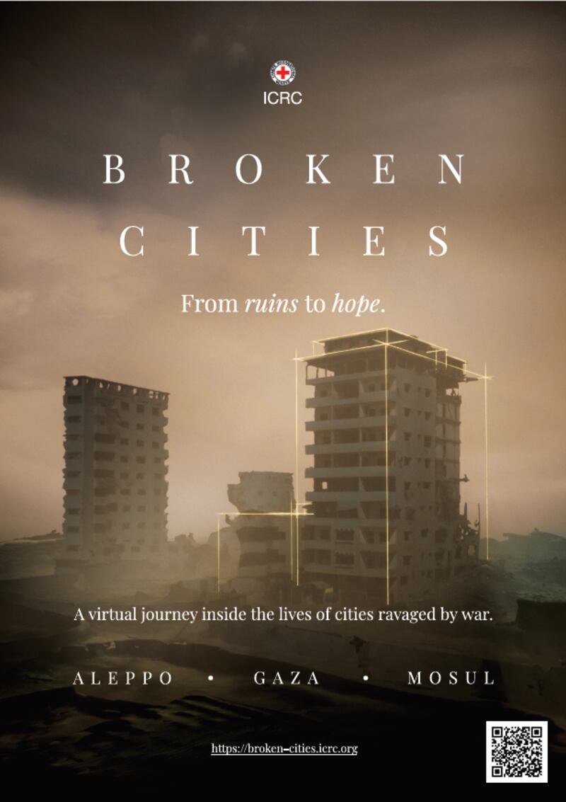 The International Committee of the Red Cross has created the Broken Cities exhibition to raise awareness of the ongoing struggles in Iraq, Syria and Gaza. Photo: ICRC