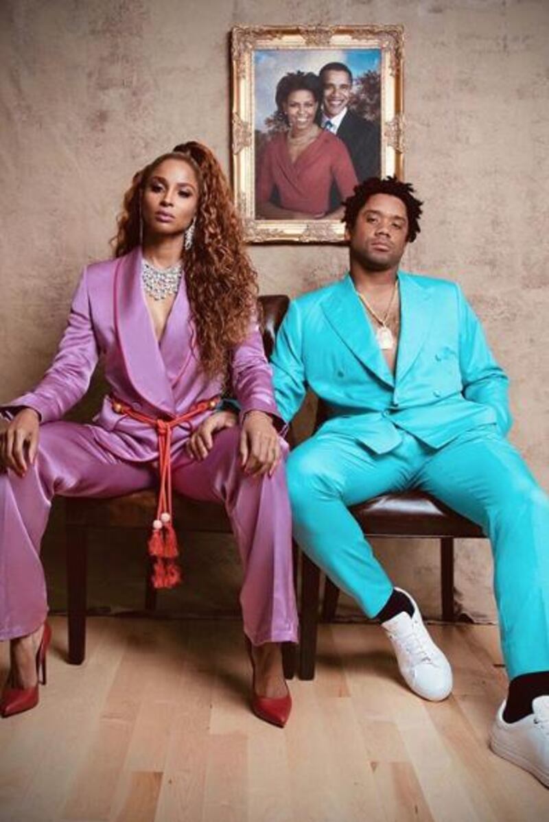 Ciara and Russell Wilson as Beyonce and Jay-Z. Instagram 