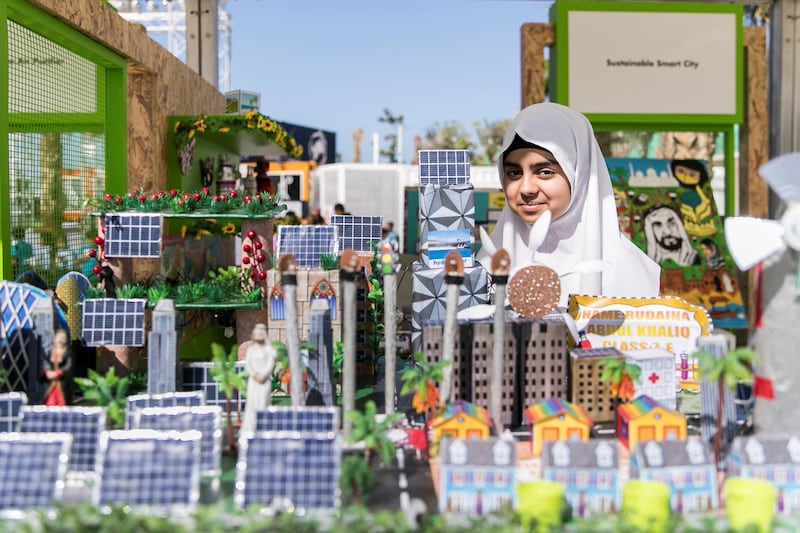 ABU DHABI, UNITED ARAB EMIRATES - JANUARY 31, 2019.

Rudaina Abdul Khaliq, with the help of her mom, has set up a model of a smart sustainable city.
Her project is currently showing in Abu Dhabi Science Festival at the corniche in Abu Dhabi.

The event focuses on STEAM subjects (science, technology, engineering, arts and mathematics). Around 200 innovators are displaying their projects at the three host venues over 10 days.

(Photo by Reem Mohammed/The National)

Reporter: GILLIAN DUNCAN
Section:  NA