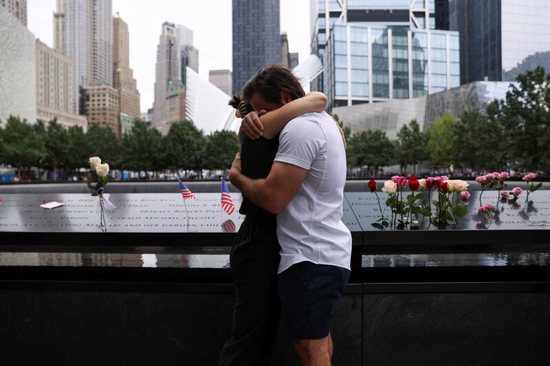 A ceremony marking the 21st anniversary at the 9/11 Memorial and Museum in the Manhattan borough of New York City.  Reuters