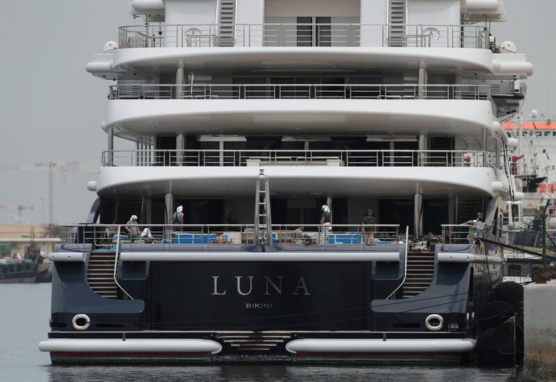 Superyacht Luna owned by Russian billionaire Farkad Akhmedov is docked at Port Rashid in Dubai. Reuters