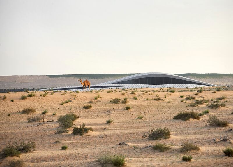 The complex's design blends in with its desert environs