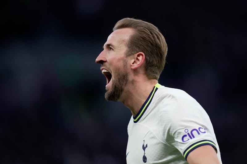 Harry Kane celebrates after scoring the only goal in Tottenham's 1-0 Premier League win against Manchester City at the Tottenham Hotspur Stadium on February 5, 2023. AP