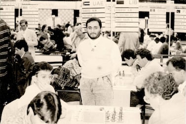 The UAE in action against Lebanon during the Dubai 1986 Chess Olympiad. Courtesy Dubai Chess