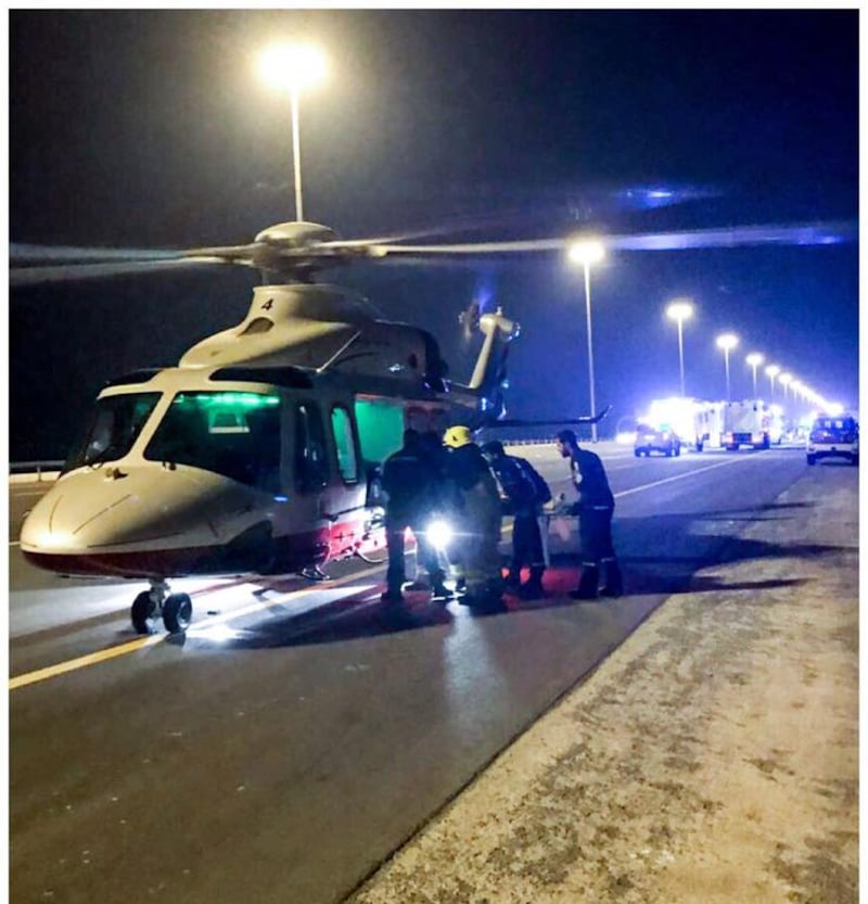 Abu Dhabi Police air wing was busy responding to road injuries over the Eid break. Courtesy Abu Dhabi Police