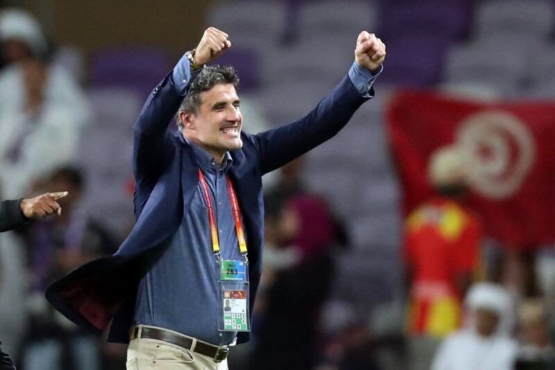 Soccer Football - Club World Cup - Quarter Final - Esperance Sportive de Tunis v Al Ain - Hazza bin Zayed Stadium, Al Ain, United Arab Emirates - December 15, 2018  Al-Ain coach Zoran Mamic celebrates after the match   REUTERS/Suhaib Salem