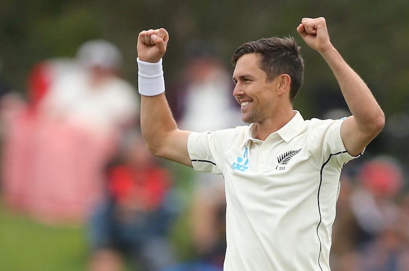 New Zealand's Trent Boult celebrates the wicket of India's Rishabh Pant during the second Test at the Hagley Oval in Christchurch Reuters