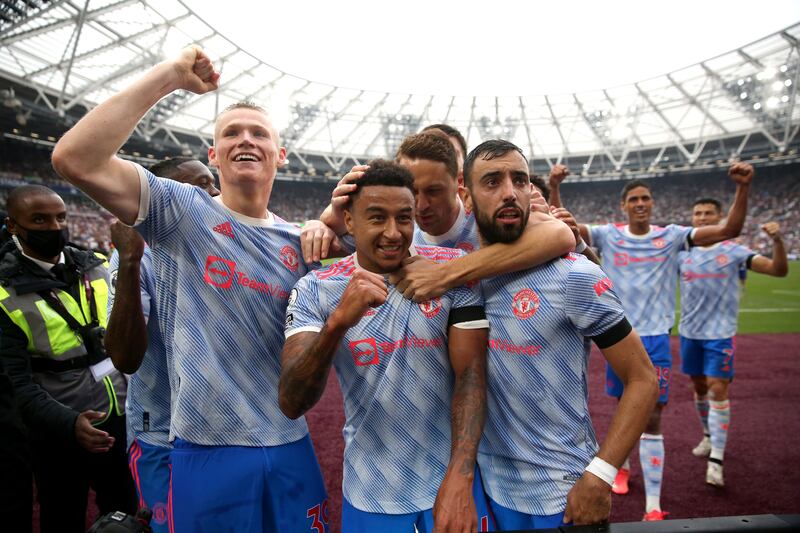 Manchester United's Jesse Lingard celebrates scoring their winning goal against West Ham United at the London Stadium on Sunday, September 19. Reuters