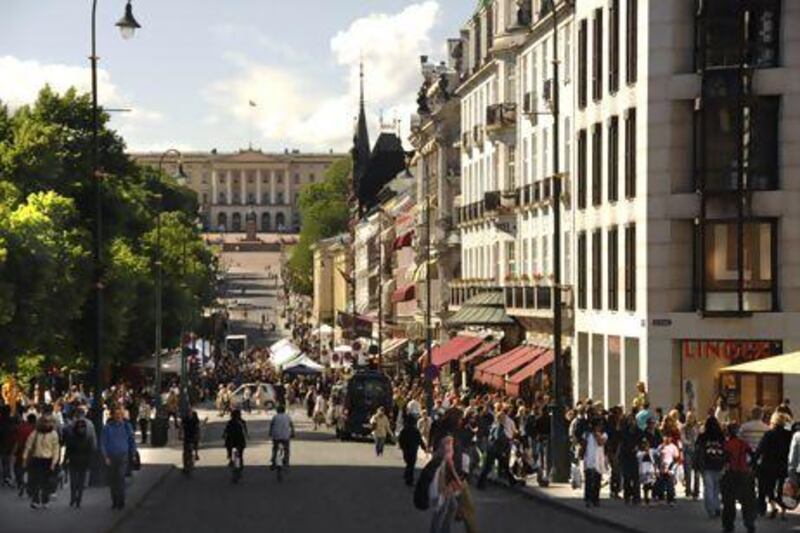 Karl Johans Gate, Oslo's main street, offers many highlights including the Roayal Palace and the upscale fashion house Eger Karl Johan. Nancy Bundt / visitOSLO