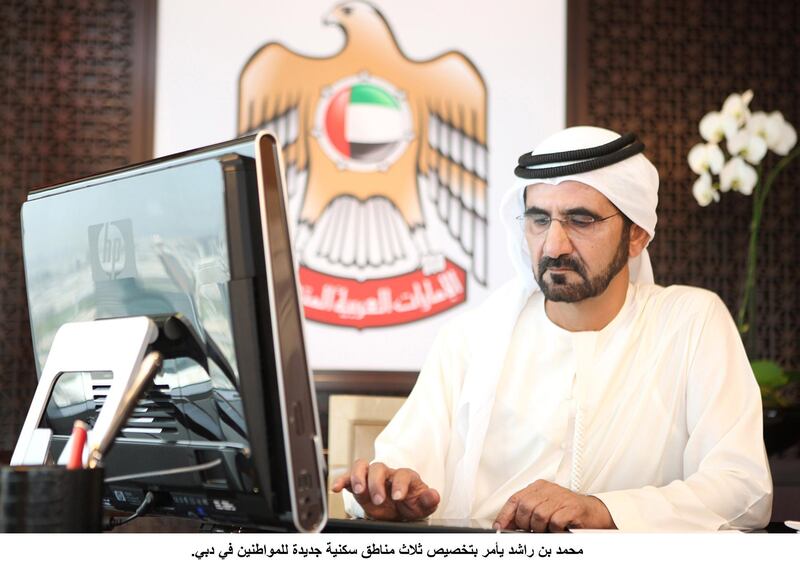 Sheikh Mohammed announced the 10,000 new homes for Emiratis in Dubai. Courtesy: Wam