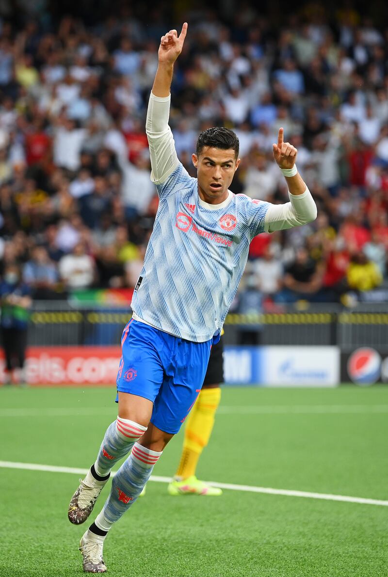 Cristiano Ronaldo celebrates after opening the scoring. Getty