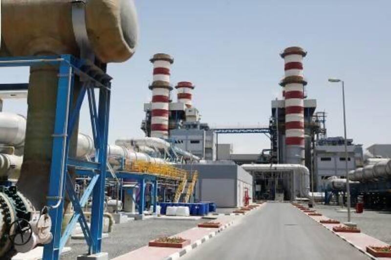 The Dh10 billion gas-fired M Station, which was opened yesterday, joins the other plants operated by the Dubai Electricity and Water Authority (Dewa) at Jebel Ali. Sarah Dea / The National