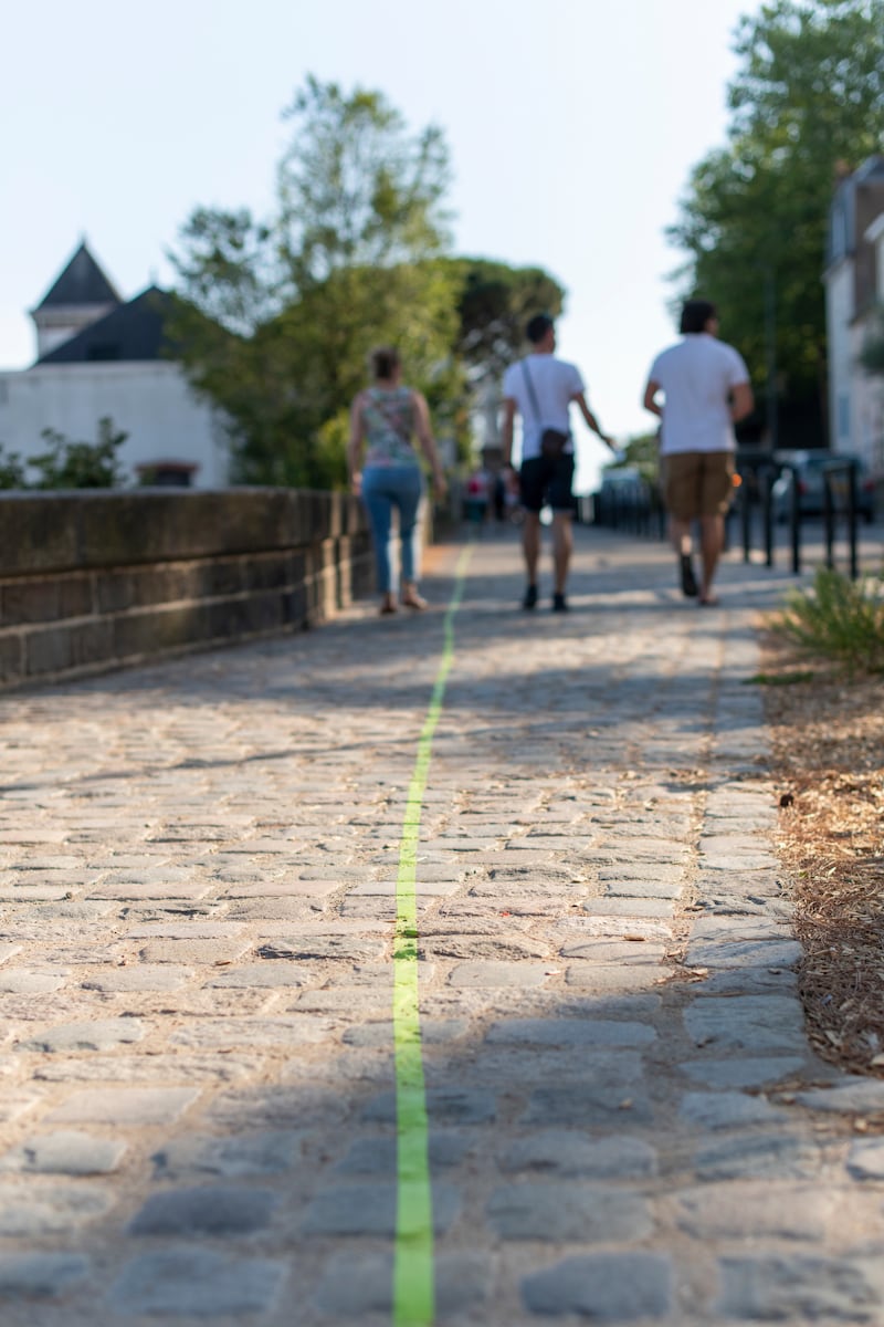 A painted green line guides visitors to all the best sights in Nantes.