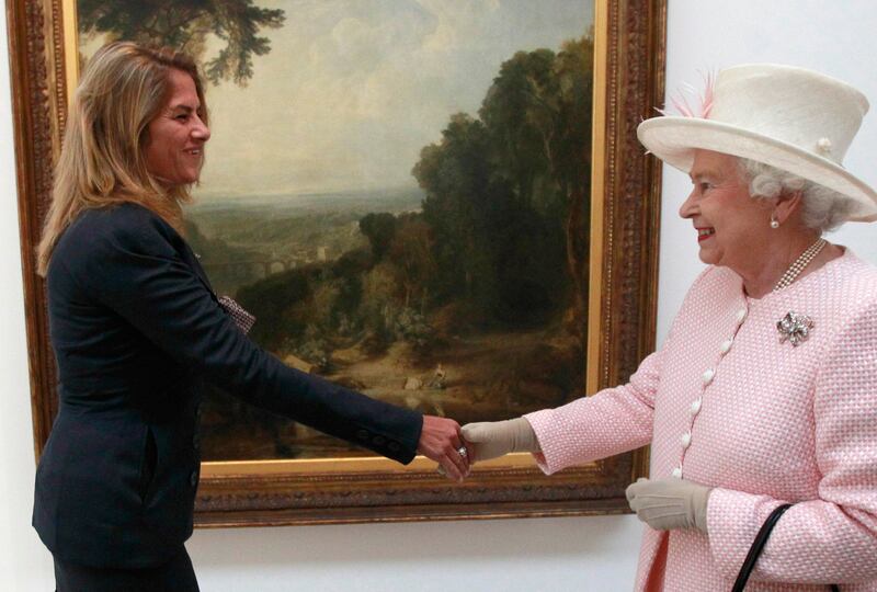 Queen Elizabeth meets British artist Tracey Emin while visiting the Turner Contemporary Gallery in Margate, in 2011. Getty Images