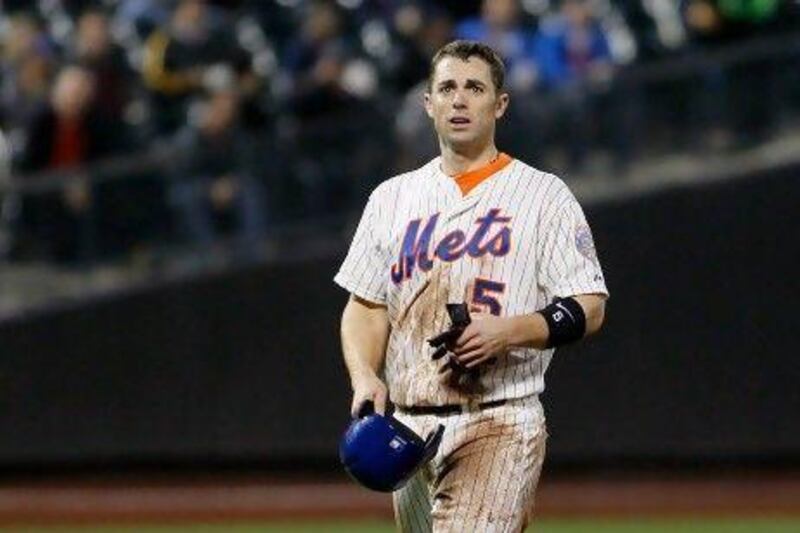NEW YORK, NY - MAY 15: David Wright #5 of the New York Mets reacts after being thrown out at second base on stolen base attempt during the game against the Milwaukee Brewers at CitiField on May 15, 2012 in the Flushing neighborhood of the Queens borough of New York City. Mike Stobe/Getty Images/AFP== FOR NEWSPAPERS, INTERNET, TELCOS & TELEVISION USE ONLY ==  *** Local Caption *** 526331-01-09.jpg