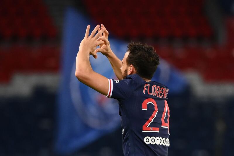 Italian defender Alessandro Florenzi celebrates after scoring the first goal. AFP