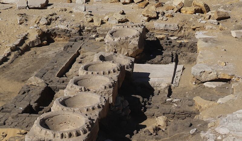 The sun temple of King Nyuserre in Giza's Abu Ghorab necropolis. The temple was unearthed in the early 1900s by a German archaeological mission. Photo: Supreme Council of Antiquities