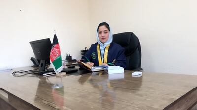 Negina Khalil, First female prosecutor of Ghor province in her office in Afghanistan in an undated photo. Photo: Negina Khalil