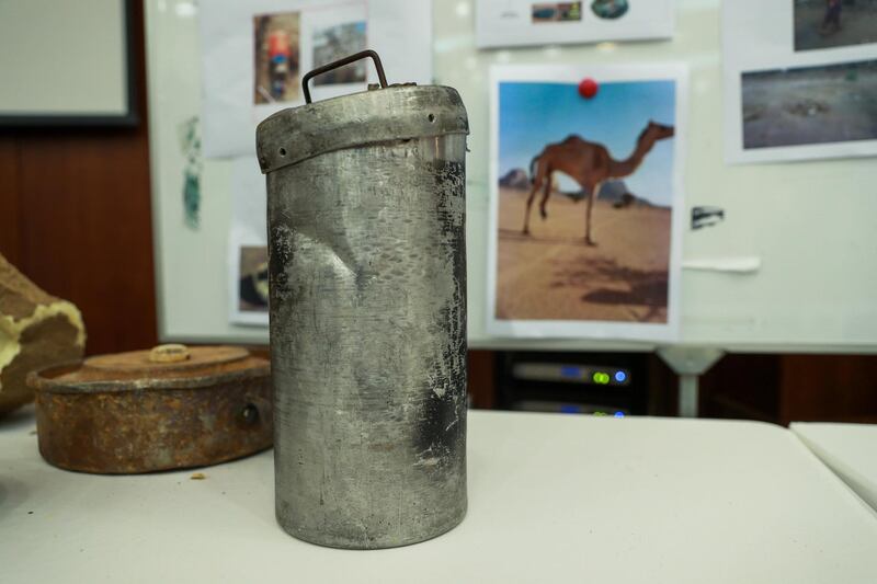 Abu Dhabi, U.A.E., June 19, 2018. Allegedly used Iranian weapons that have been used in Yemen.  Land mines.
Victor Besa / The National
Section:  NA
Requested by:   Jake Badger
